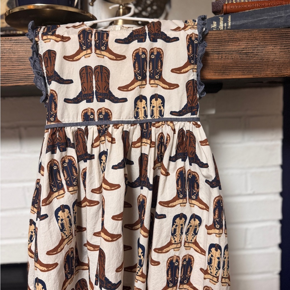 Pink Chicken Western Cowboy Boot Print Dress